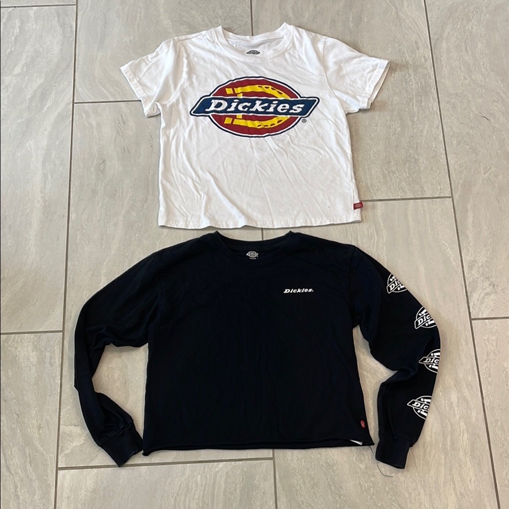 Dickies women’s juniors White and Black Shirt Set size small